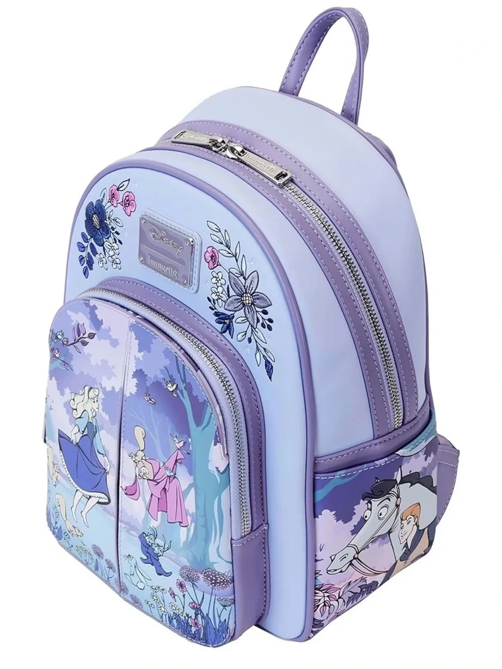 Disney Princess Lavender and Purple  Backpack with Floral Art